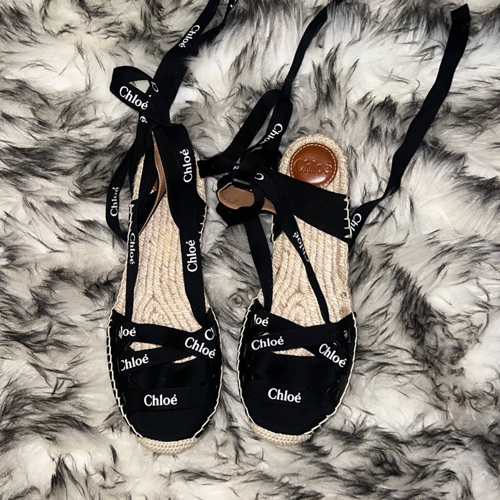 Chloe Ingrid LOGO print Canvas and leather Espadrilles